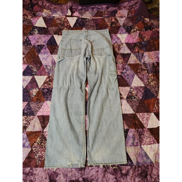 Vintage 90s Levis Carpenter Jeans Mens 34x34 Blue Baggy Light Wash Denim - Picture 1 of 9